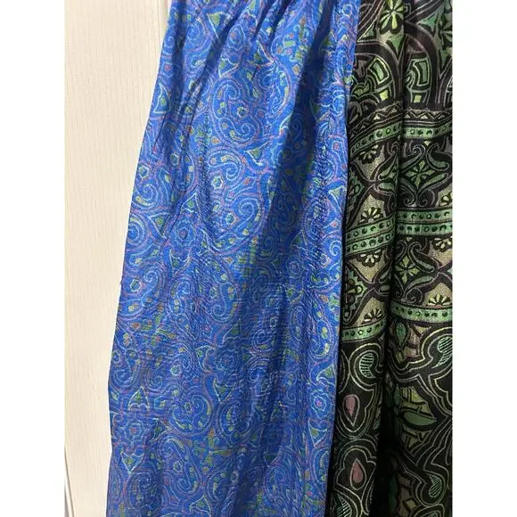 Matta Blouse Size X Large 100% Silk Beautiful Blue And Green - Picture 2 of 9